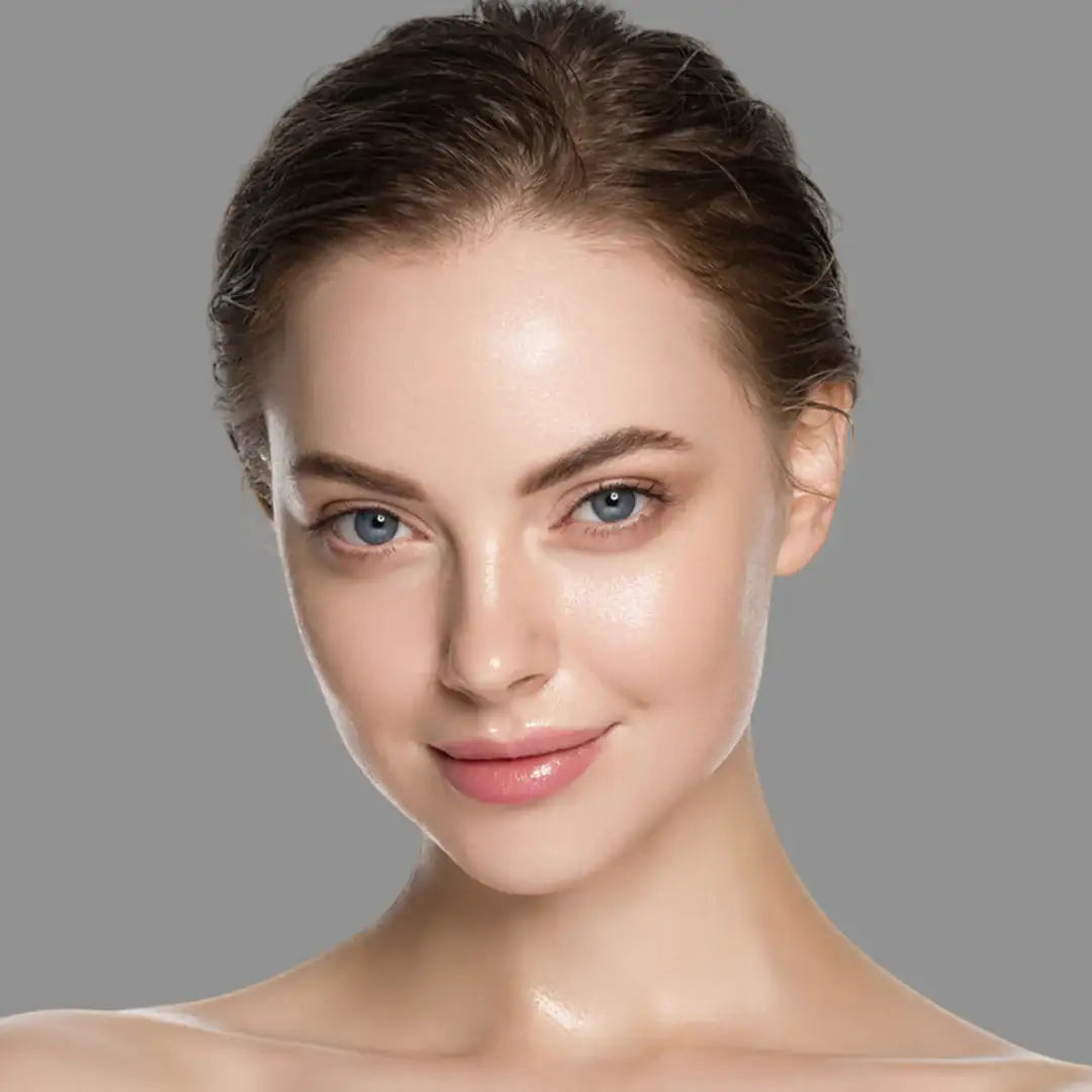 Interactive image of woman showing skincare products