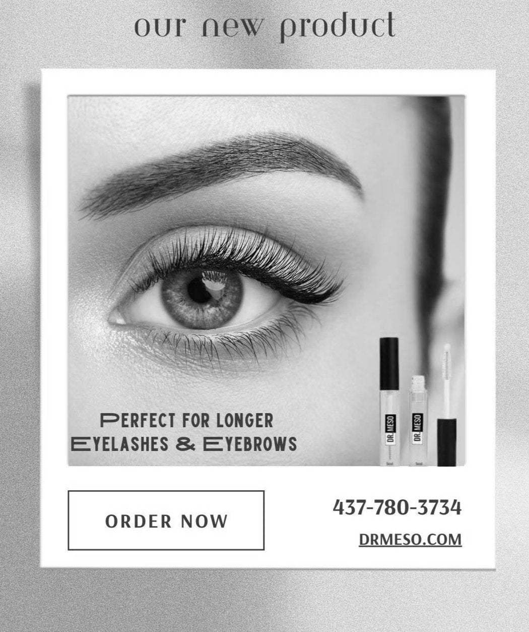 Dr. Meso Eyelash Serum 2.5ml bottle to promote fuller lashes.