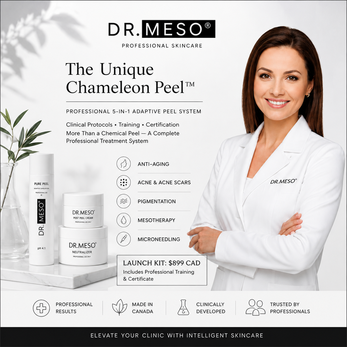 Chameleon Peel Professional 5-in-1 Adaptive Peel System for medical aesthetic clinics in Canada