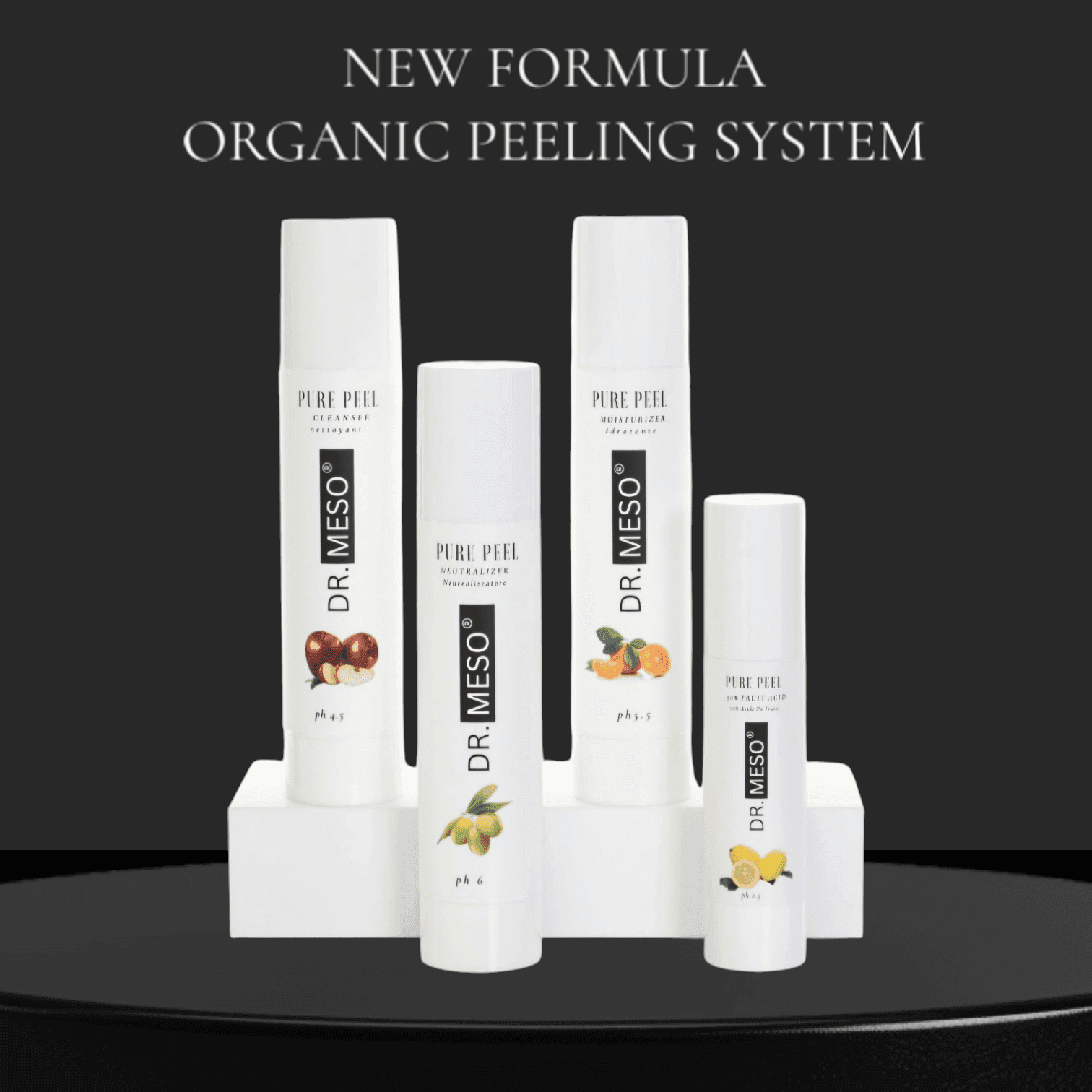 Kit Pure Peel with exfoliant, applicator, and skincare essentials.